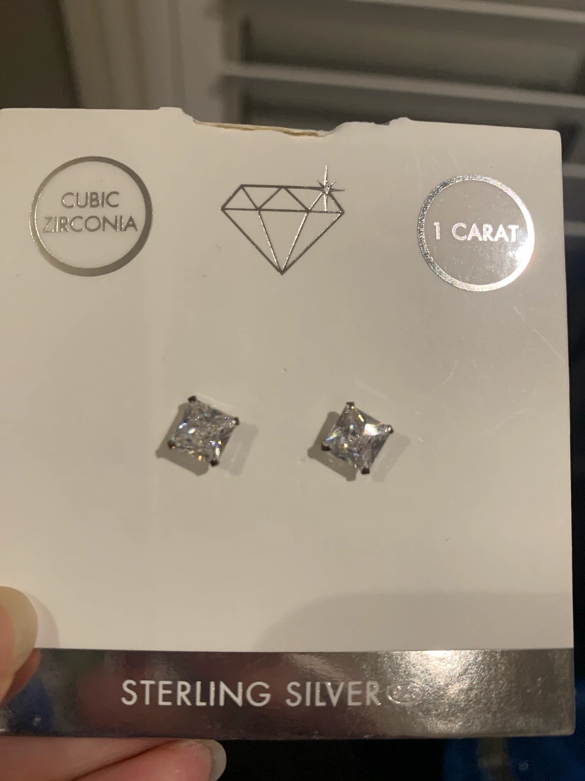 NEW Sterling Silver Cubic Zirconia Stud Earrings