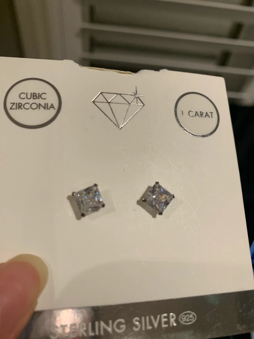 NEW Sterling Silver Cubic Zirconia Stud Earrings - photo 2
