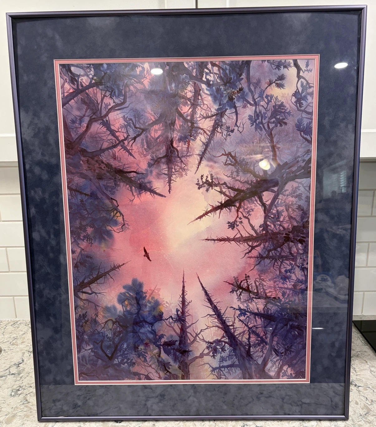 Framed Signed Grant Weiss ’94 Art Print – Forest Canopy & Eagle