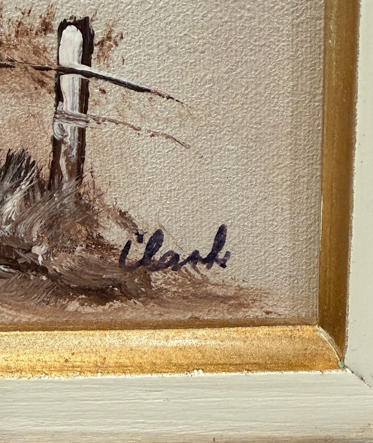 Vintage Signed Clark Oil Paintings in Hand-Carved Wooden Frames - photo 4