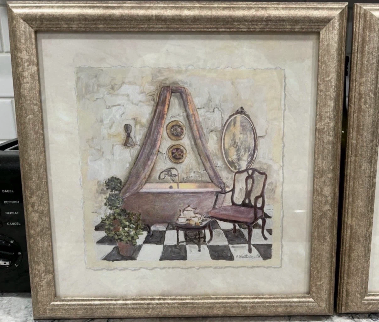 Vintage C. Winterle Olsen Framed Bathroom Print Series - photo 2