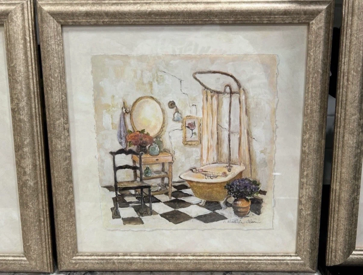 Vintage C. Winterle Olsen Framed Bathroom Print Series - photo 3
