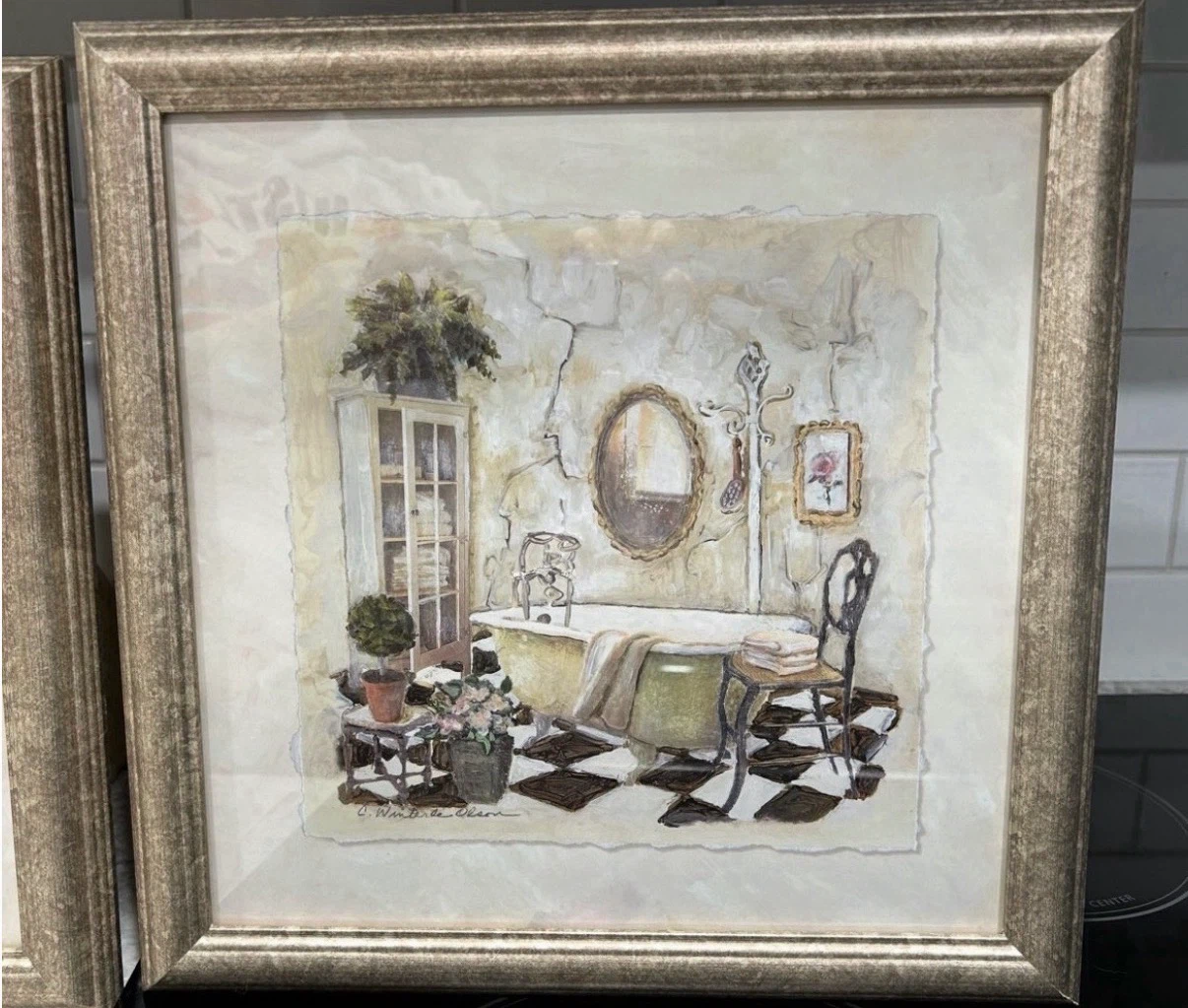 Vintage C. Winterle Olsen Framed Bathroom Print Series - photo 4