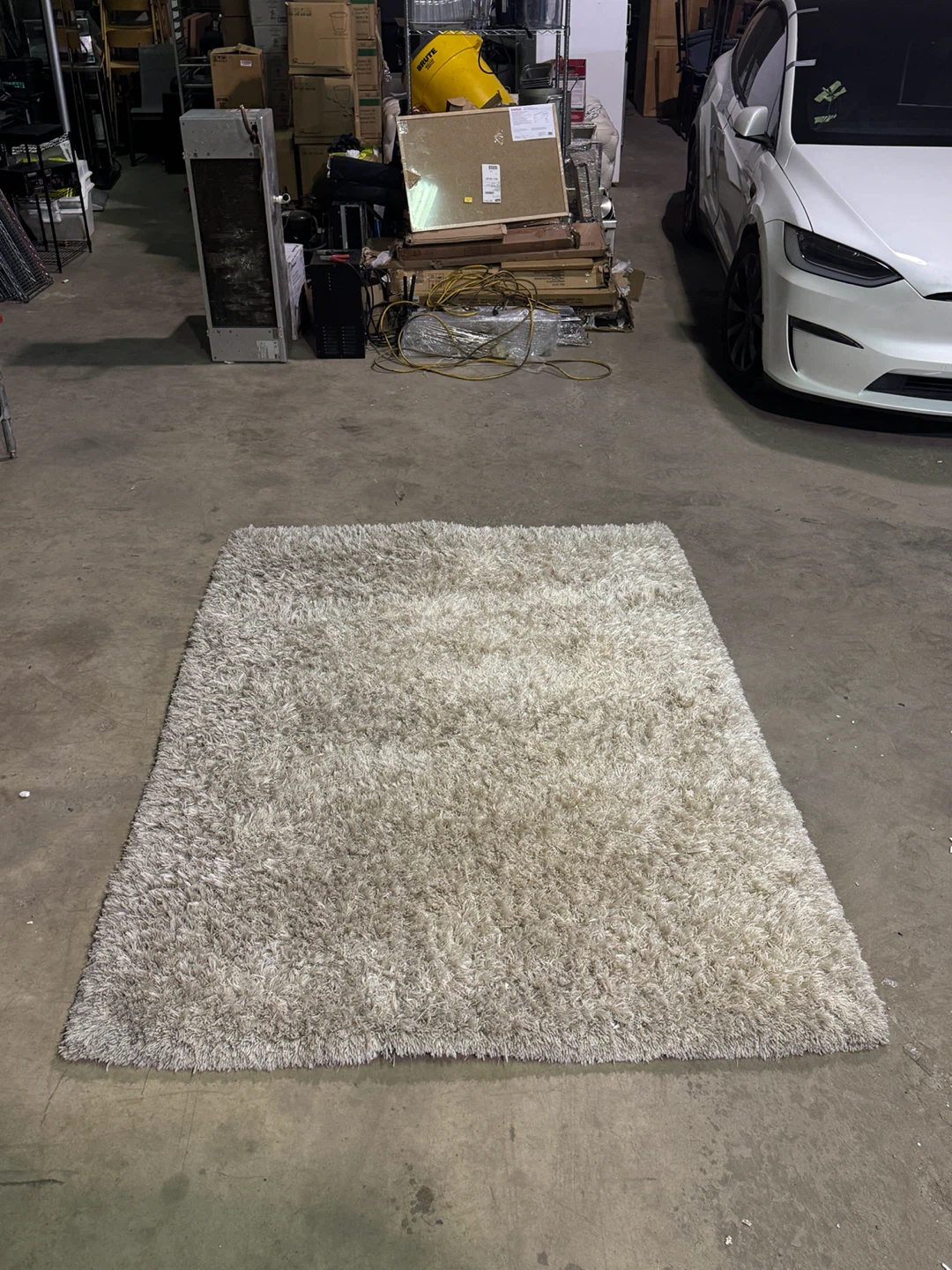 Ivory Shag Area Rug – 160 × 230 cm (5’3” × 7’7”)