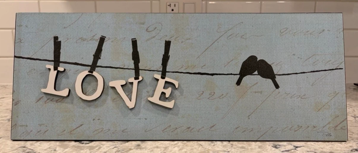 Rustic LOVE Wall Art Sign with Birds