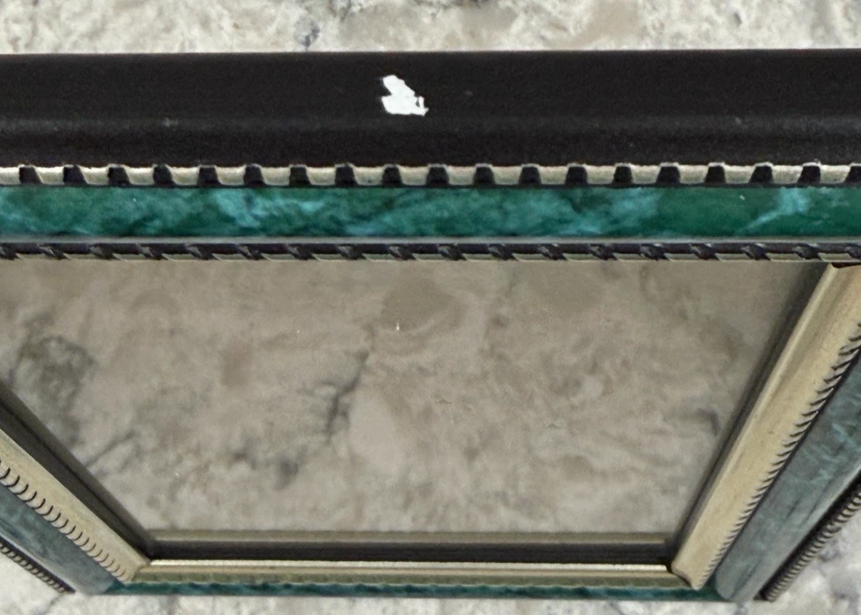 Green Faux Malachite Photo Frame 5x7 Tabletop Easel Frame - photo 3