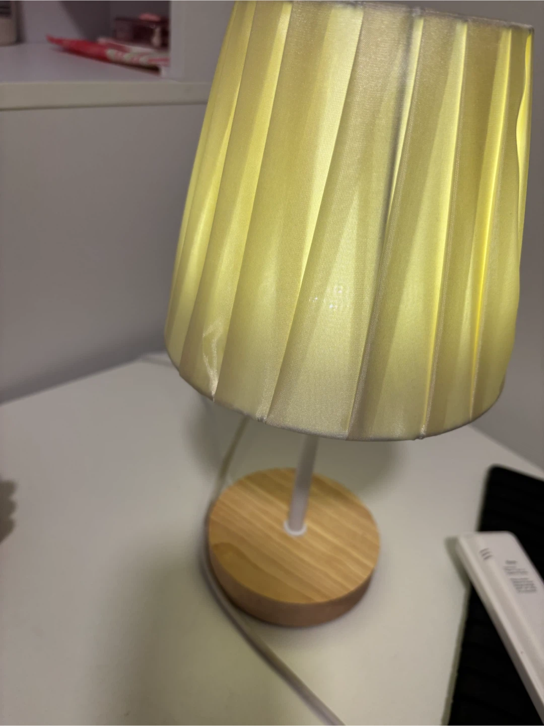Pleated Table Lamp with Wood Base