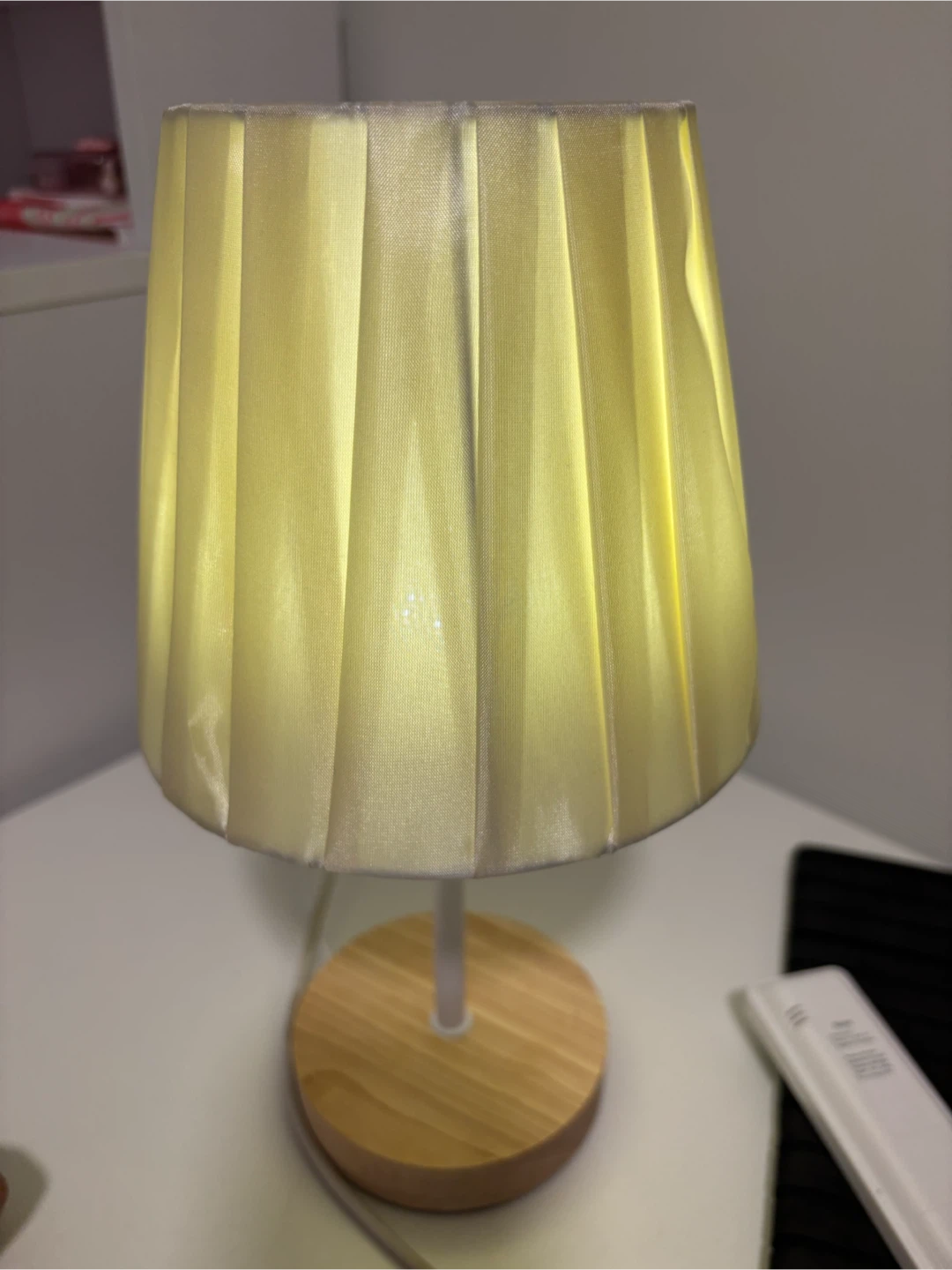 Pleated Table Lamp with Wood Base - photo 2