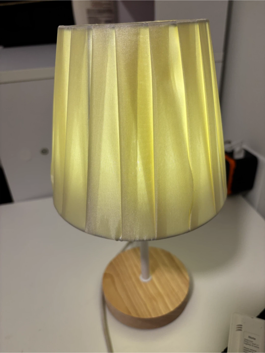 Pleated Table Lamp with Wood Base - photo 3