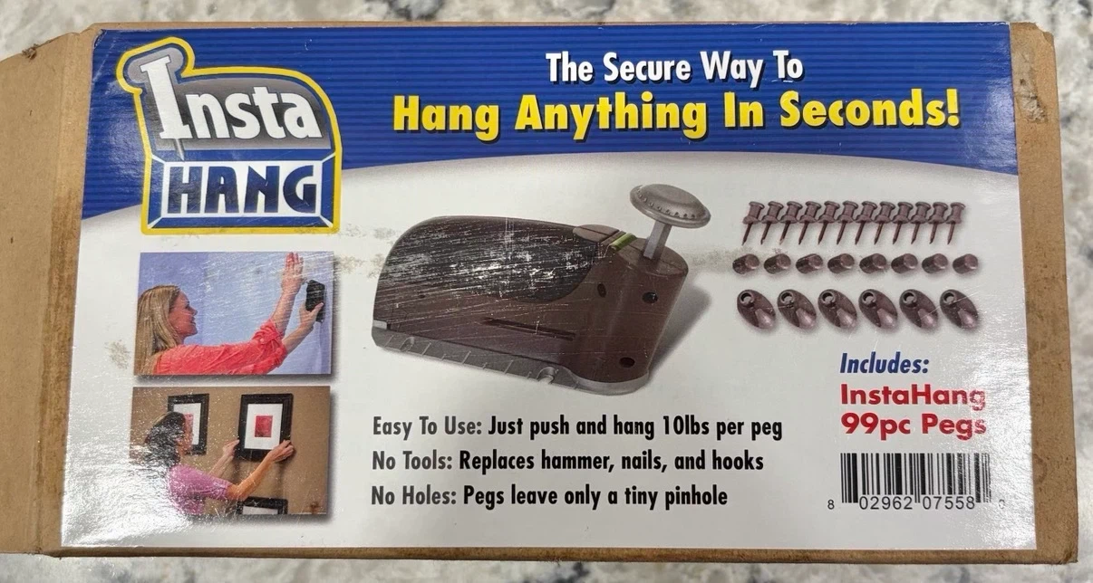 InstaHang Picture Hanging System Kit w/ Laser Level & 99 Pegs