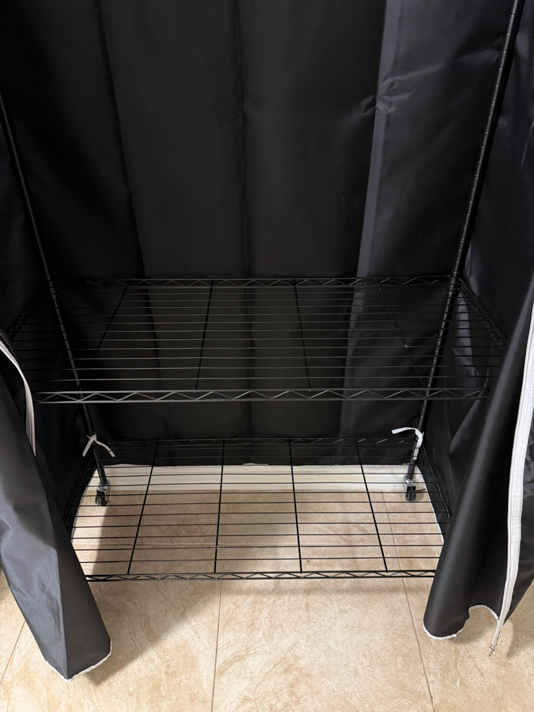 Black Fabric Wardrobe with Shelves - photo 3