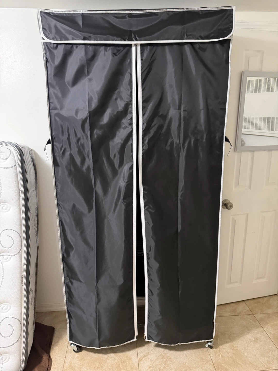 Black Fabric Wardrobe with Shelves - photo 5