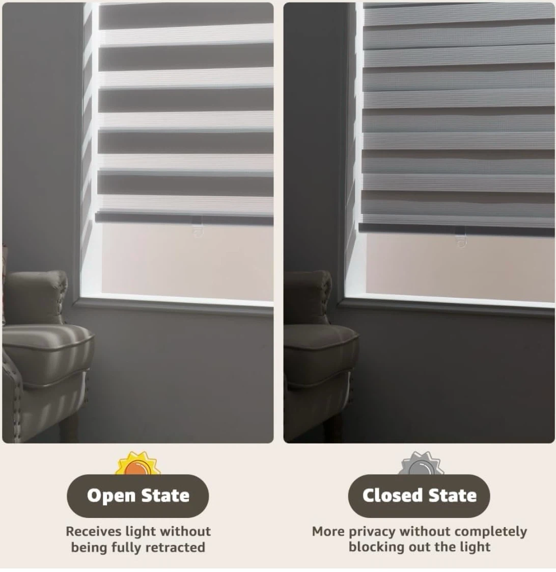 Brand new! SEEYE CORDLESS ZEBRA BLINDS 72" X 90" GREY - photo 5