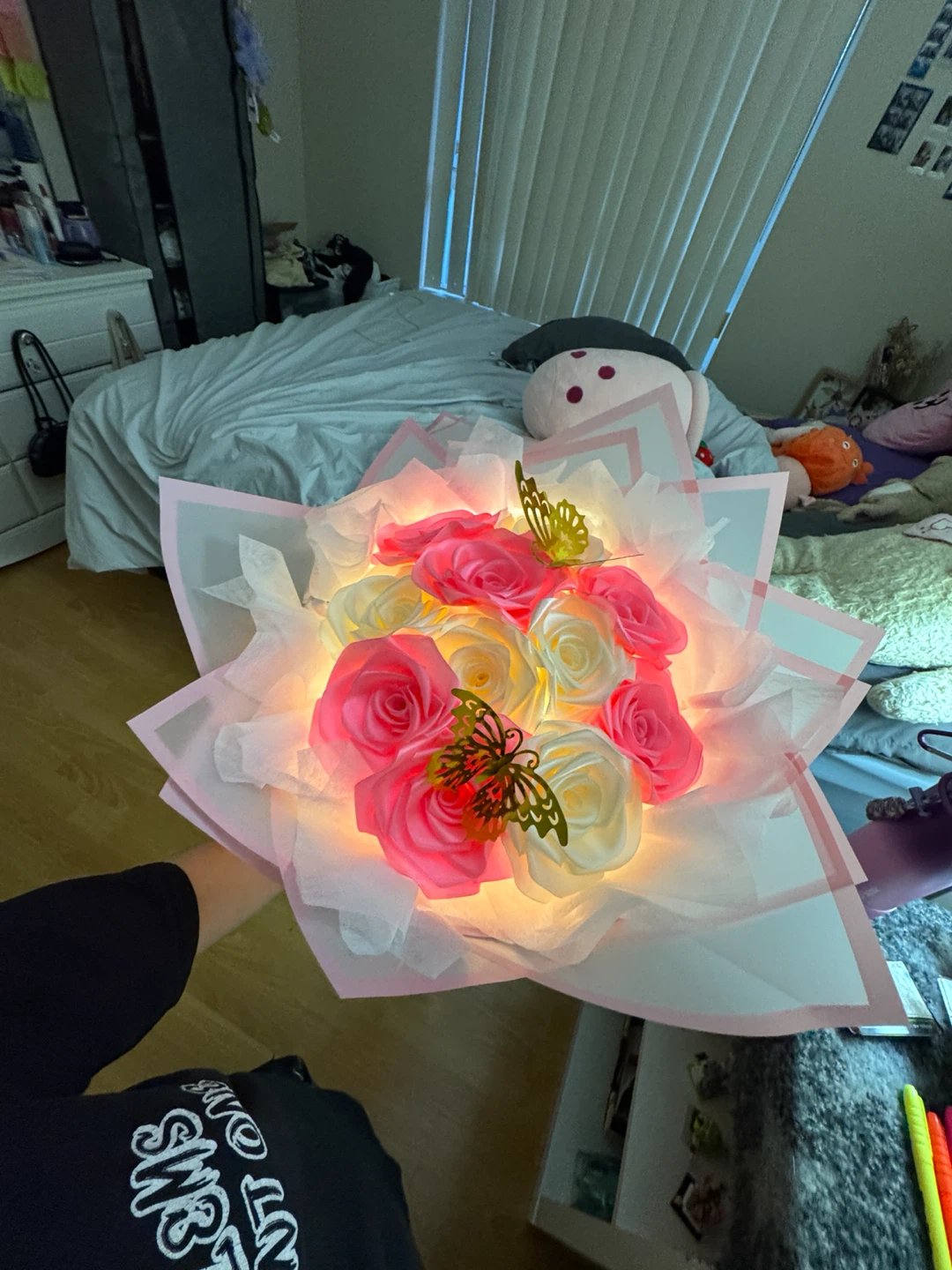 LED Rose Bouquet with Butterflies