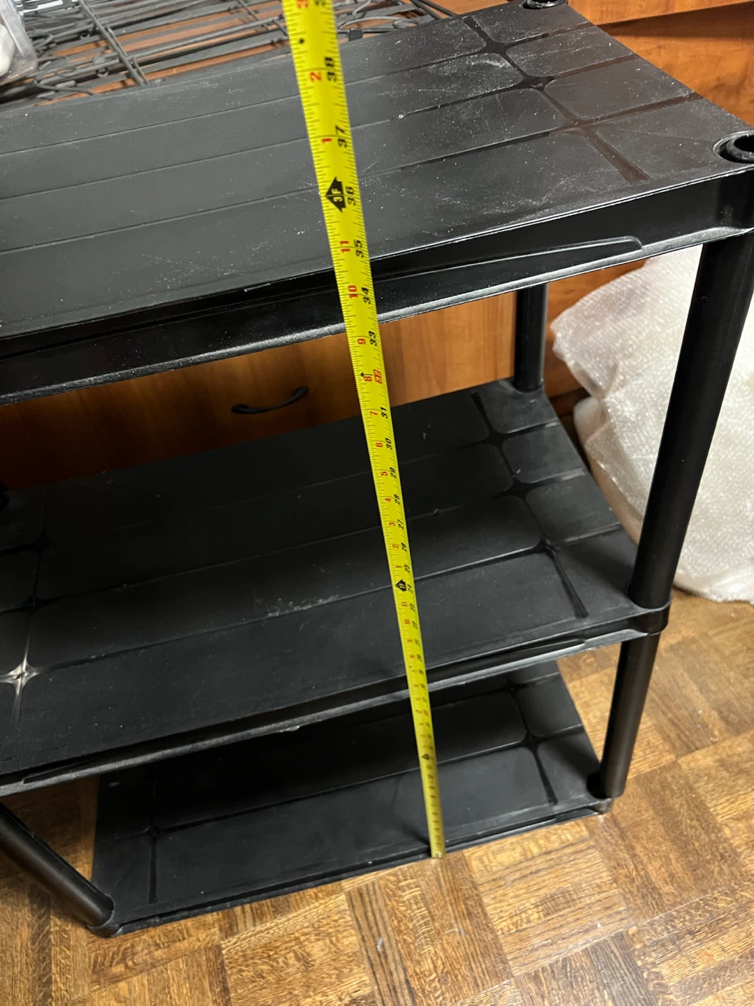 Black 3-Tier Plastic Shelving Unit - photo 3