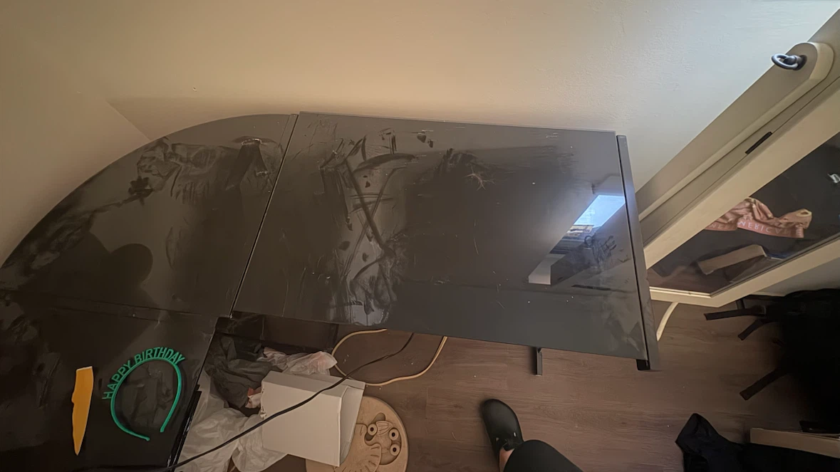 Black L-Shaped Desk with Glass Top - photo 4