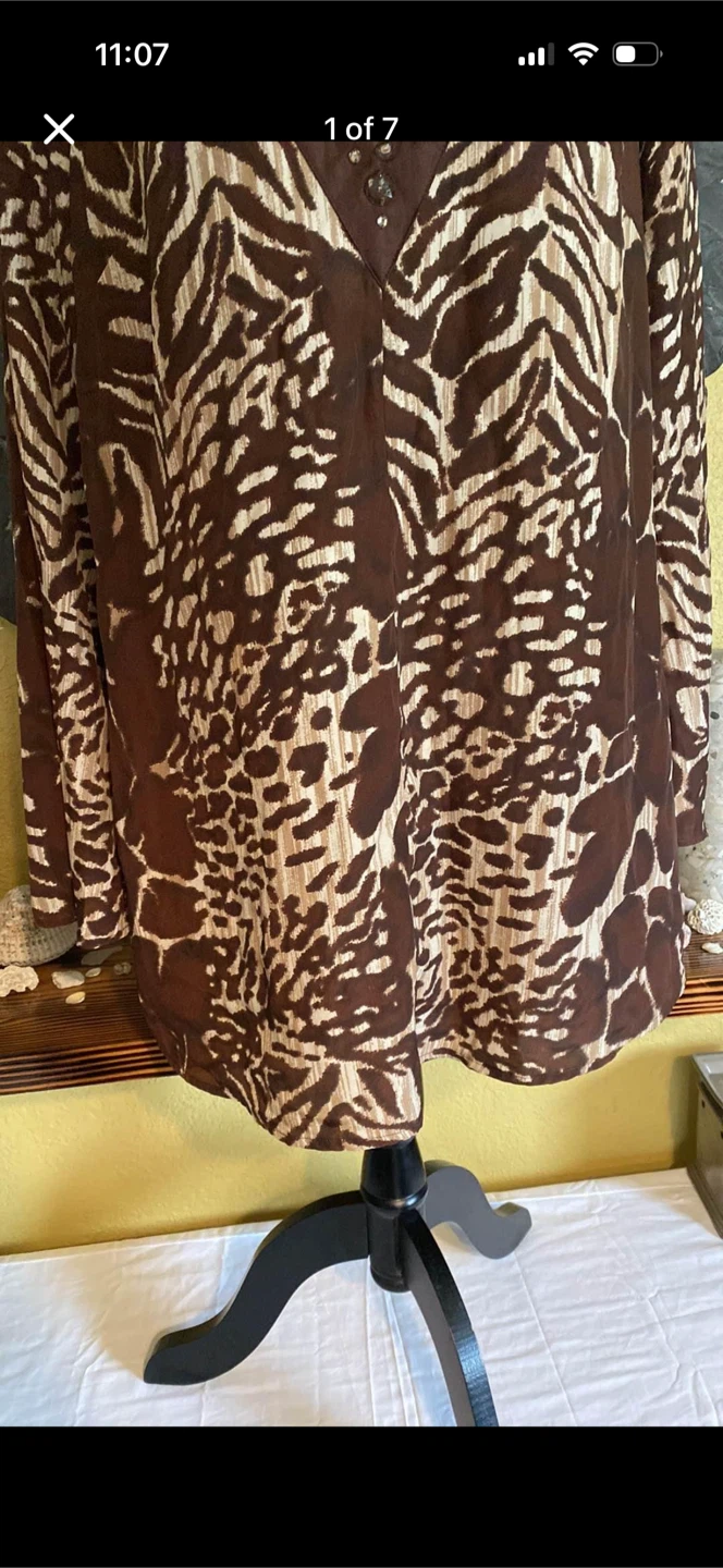 Vintage Animal Print With Jewels Long Blouse Shirt - photo 2