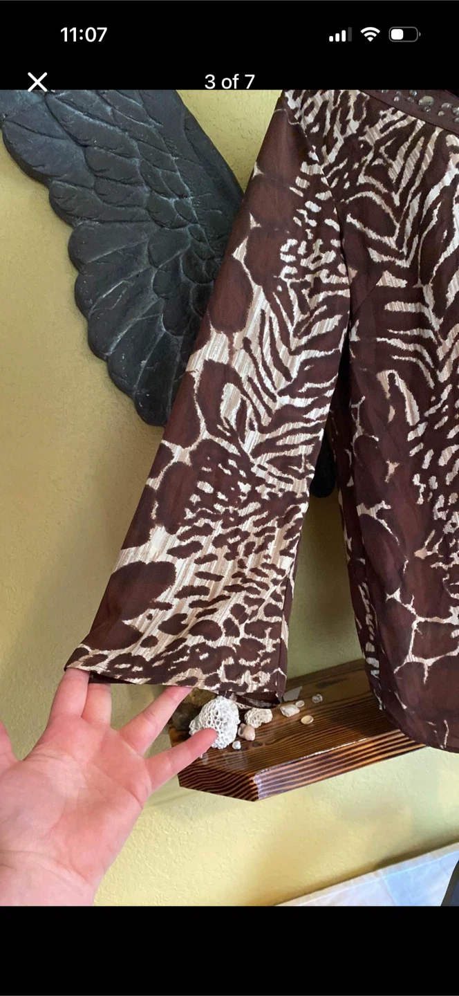 Vintage Animal Print With Jewels Long Blouse Shirt - photo 3