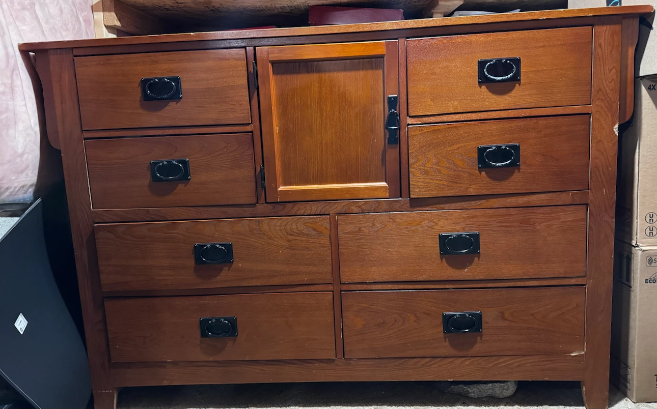 Wooden Dresser with 7 Drawers and Cabinet - photo 2