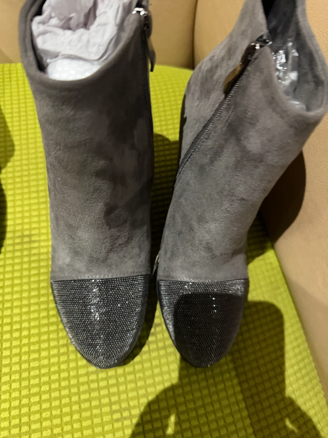 Black Suede Booties with Sparkly Toe both $50 - photo 2