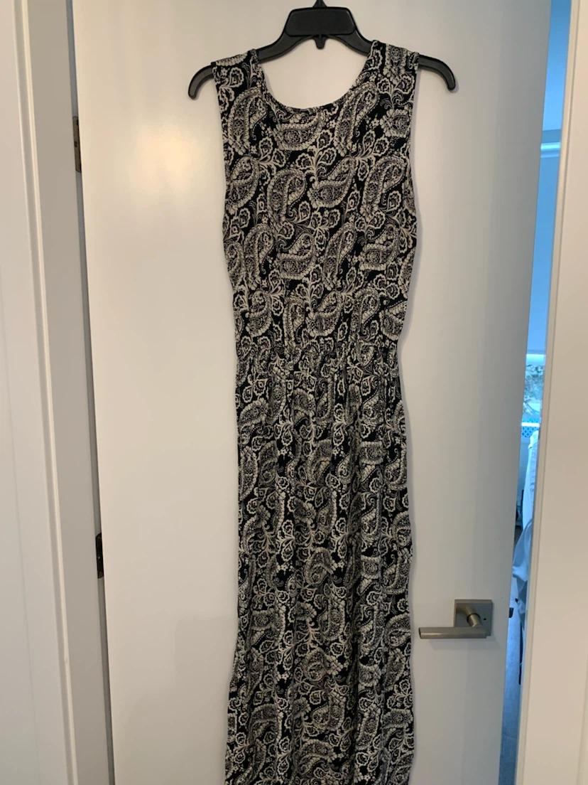 Rockn'Roll Maxi Dress - Black & White Paisley Print