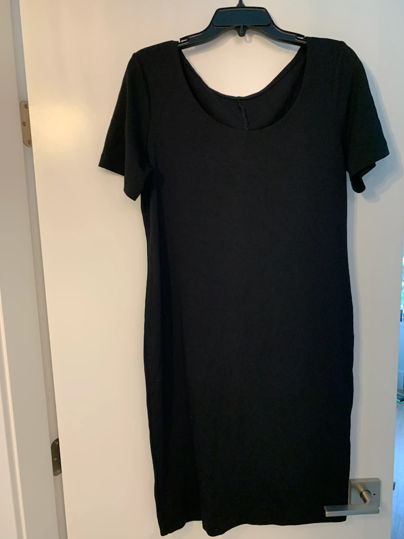 Black T-shirt Dress, knee length, Large size - photo 2