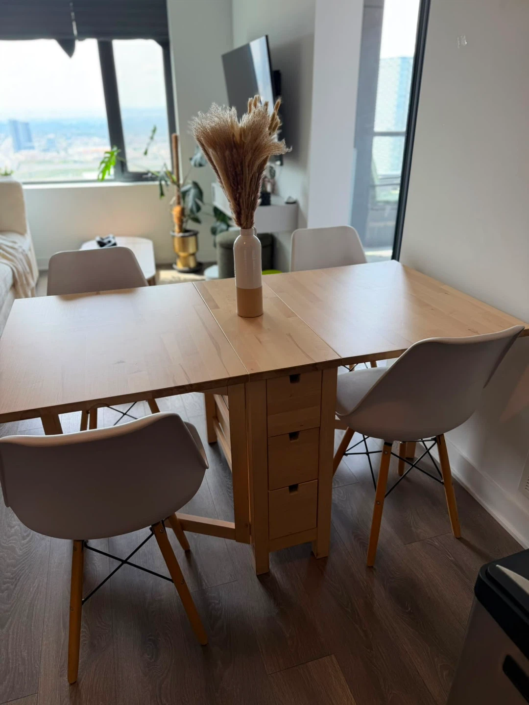 Dining Table with Drawers Collapsible
