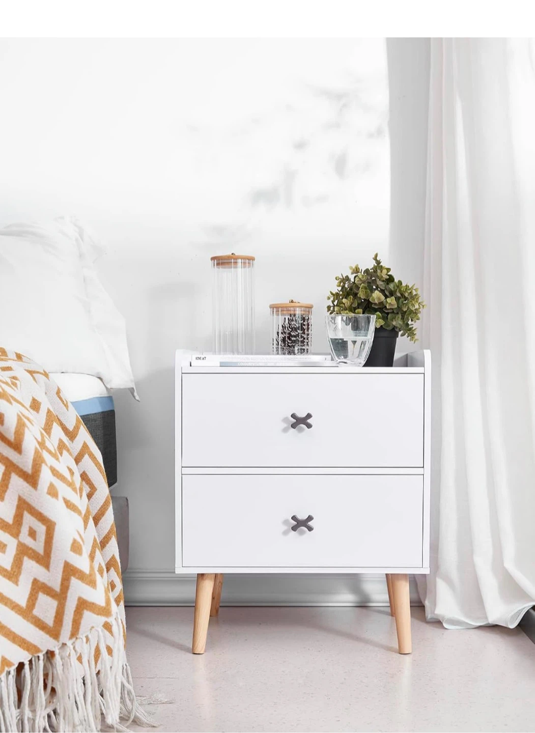 White 2-Drawer Nightstand