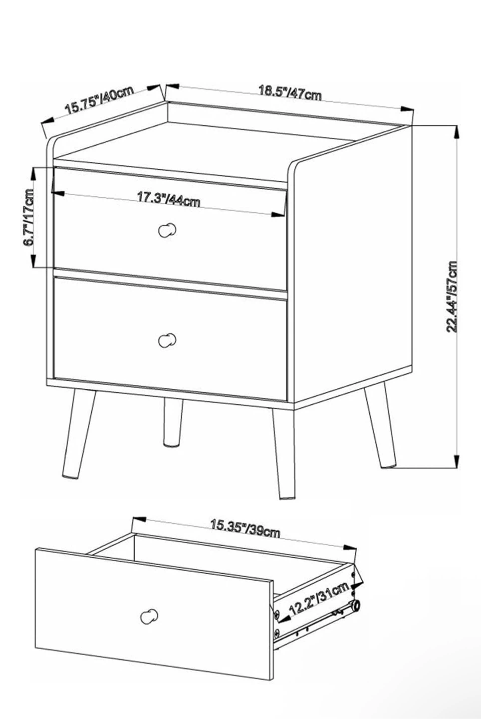 White 2-Drawer Nightstand - photo 2