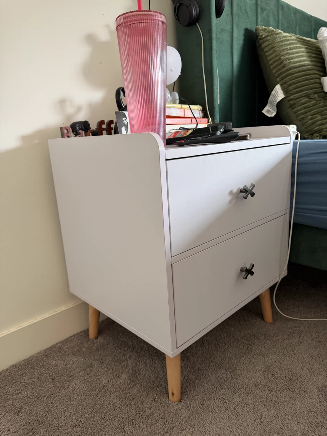 White 2-Drawer Nightstand - photo 3