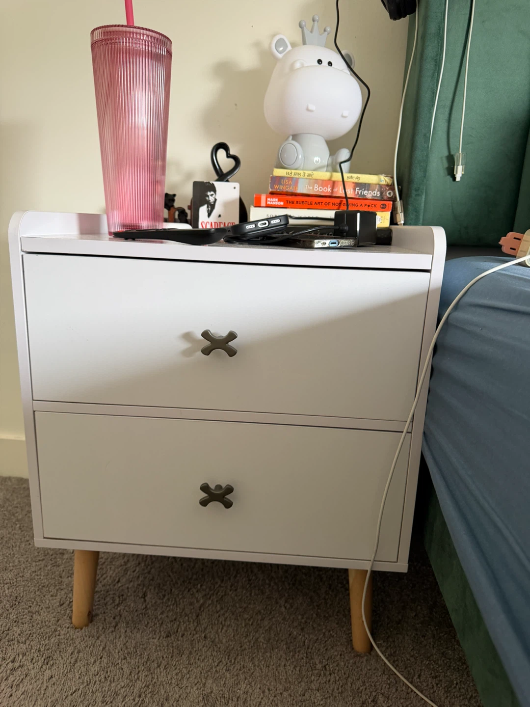 White 2-Drawer Nightstand - photo 4
