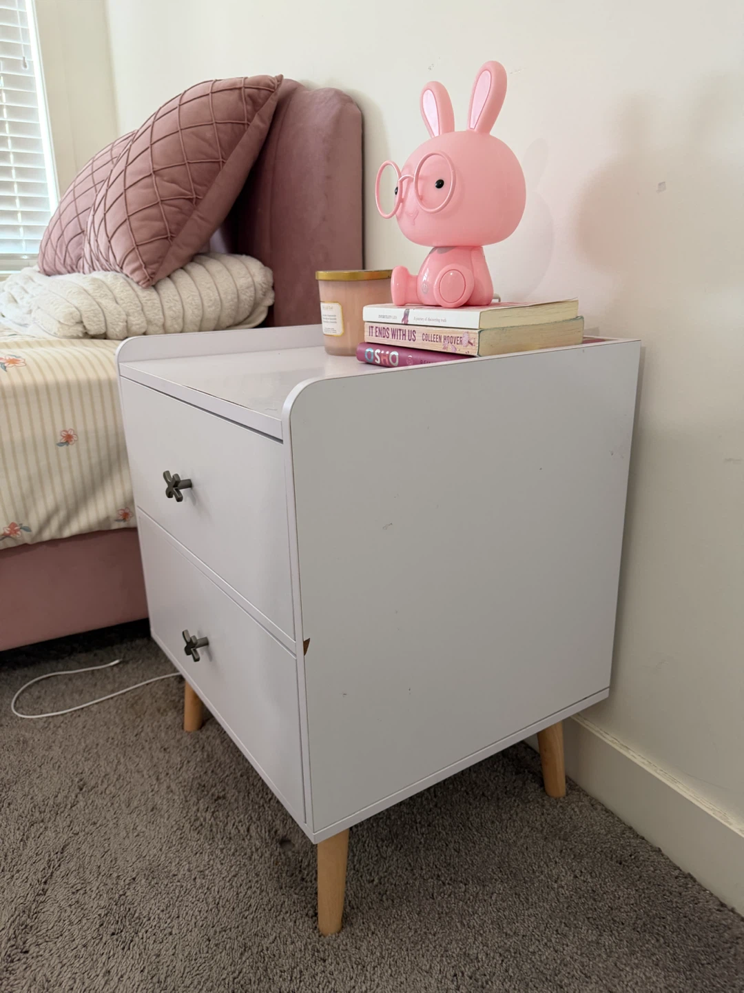White 2-Drawer Nightstand - photo 5