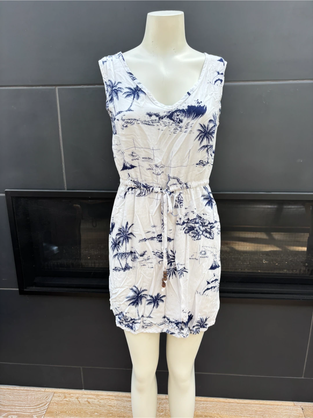 Dress 14 - White+Blue Tree Print