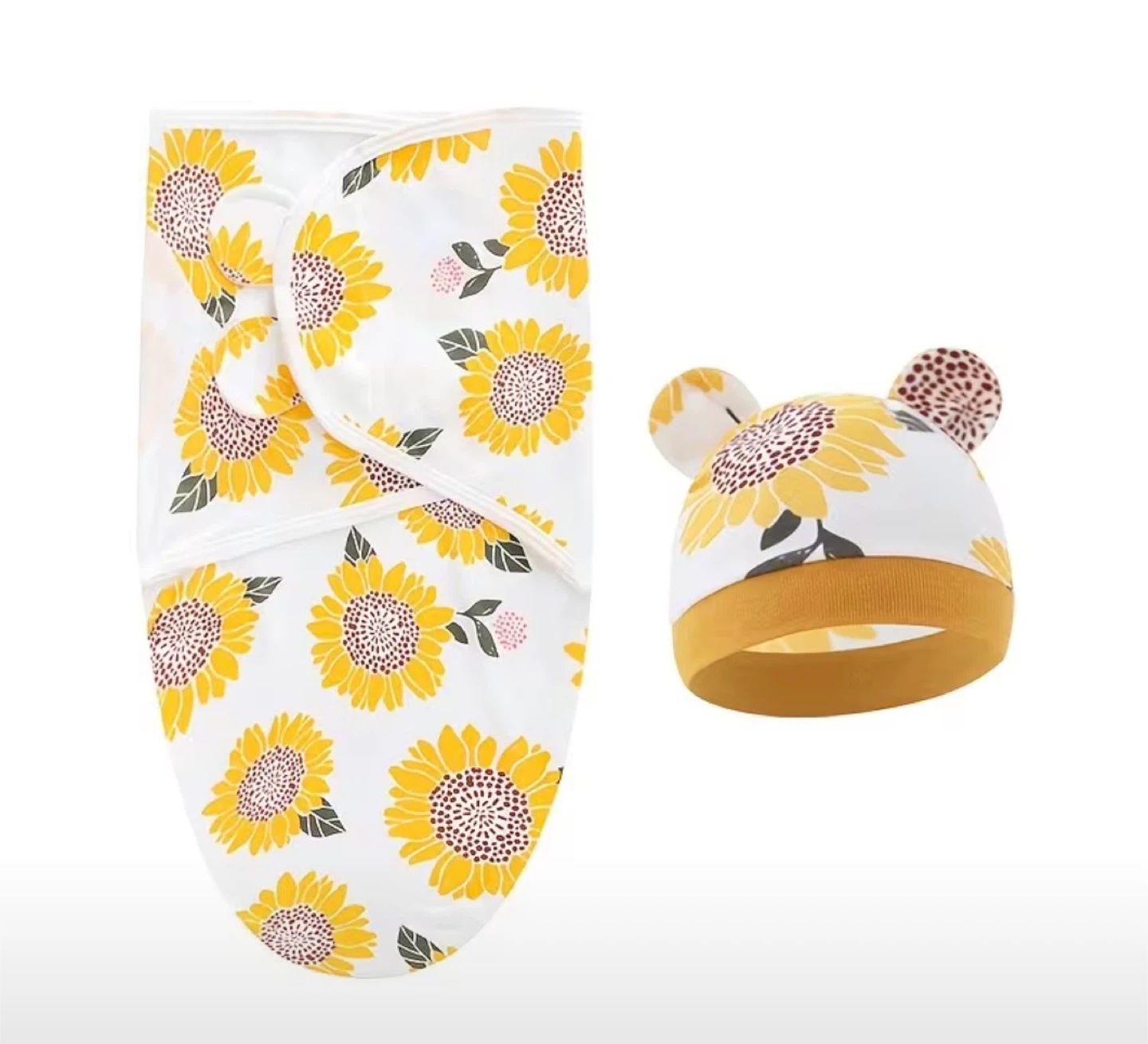 Sunflower Swaddle and Hat Set