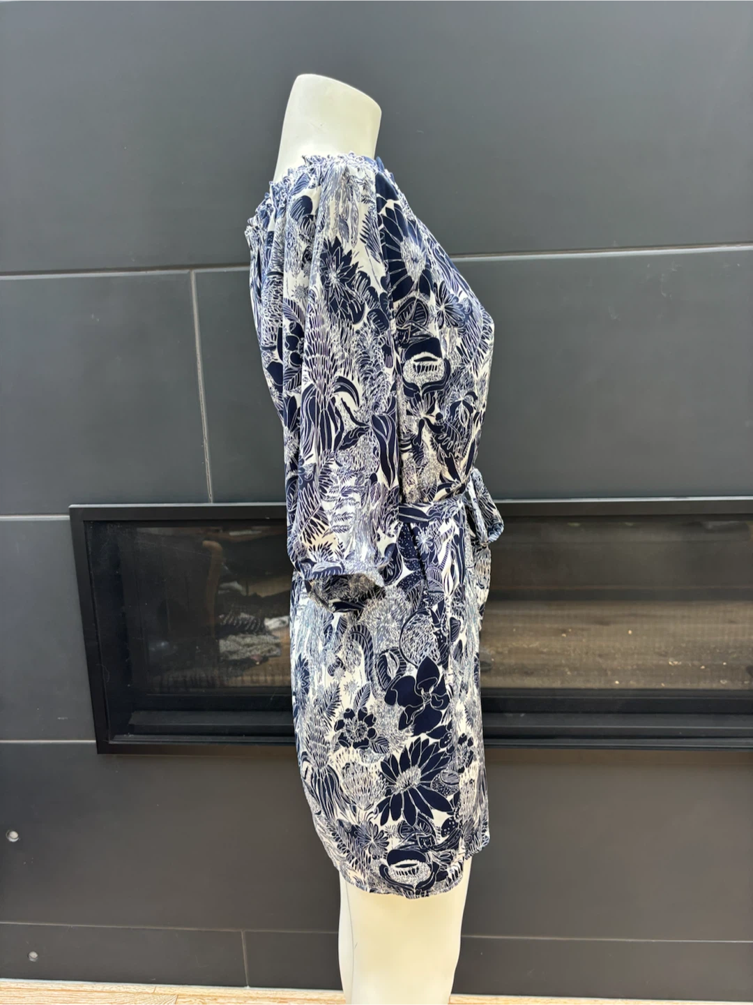 Dress 16 - Blue+White Floral with String Bow - photo 2