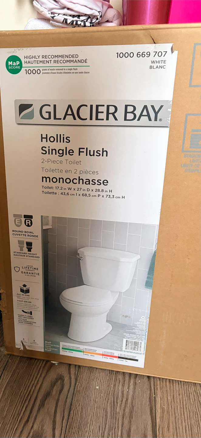 Glacier Bay Hollis Single Flush 2-Piece Toilet White