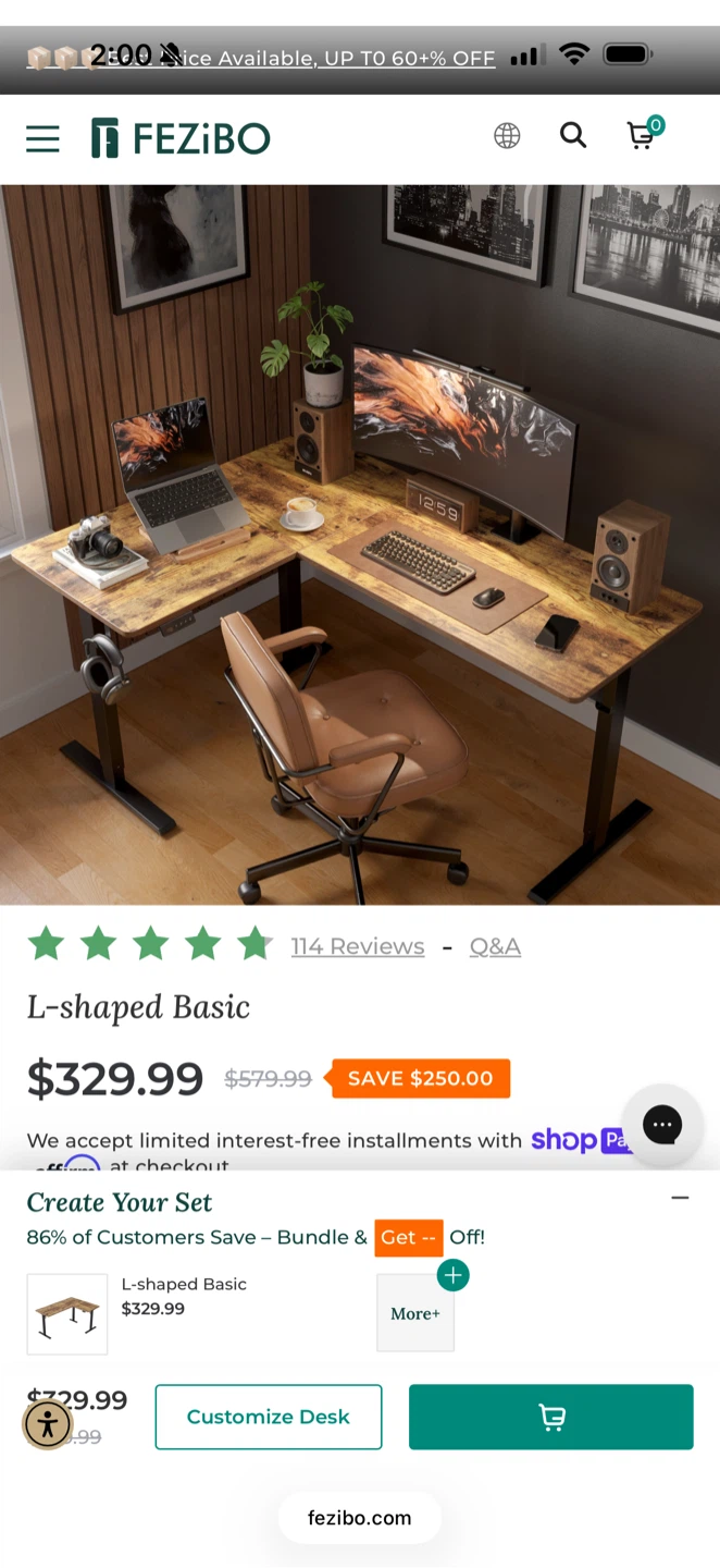 FEZIBO L-shaped Standing Desk - photo 2