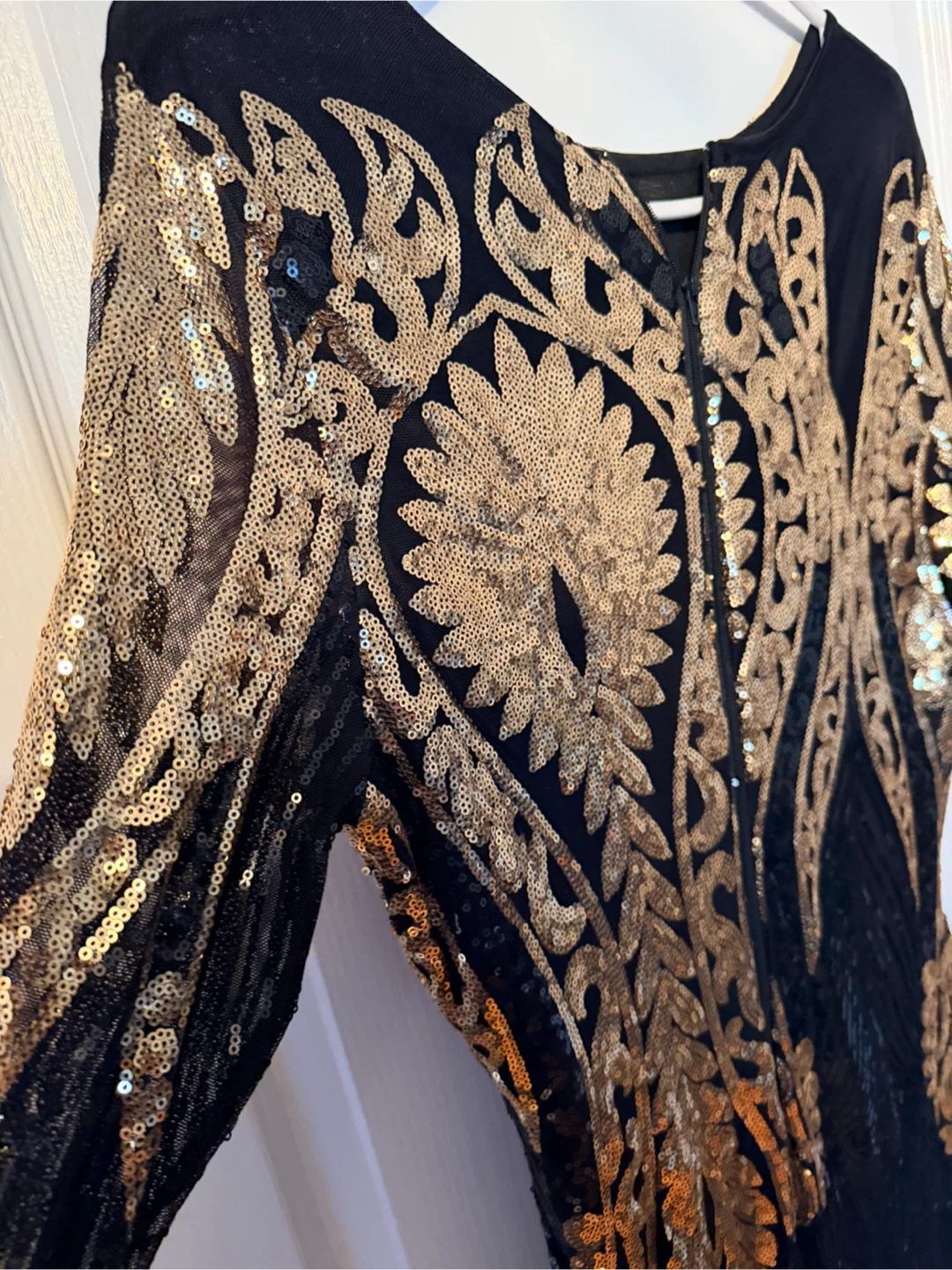 Black sequin dress with gold embellishments - photo 2