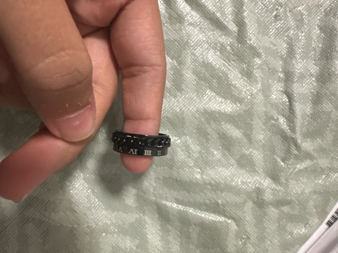 Black Roman Numeral Spinner Ring - photo 2