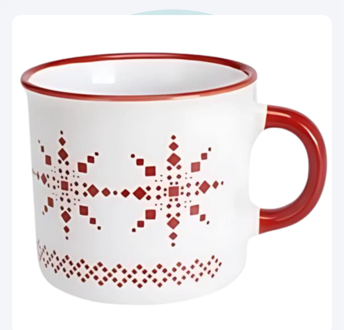 SIAKI Collection White Ceramic Mug with Red Pattern - photo 3