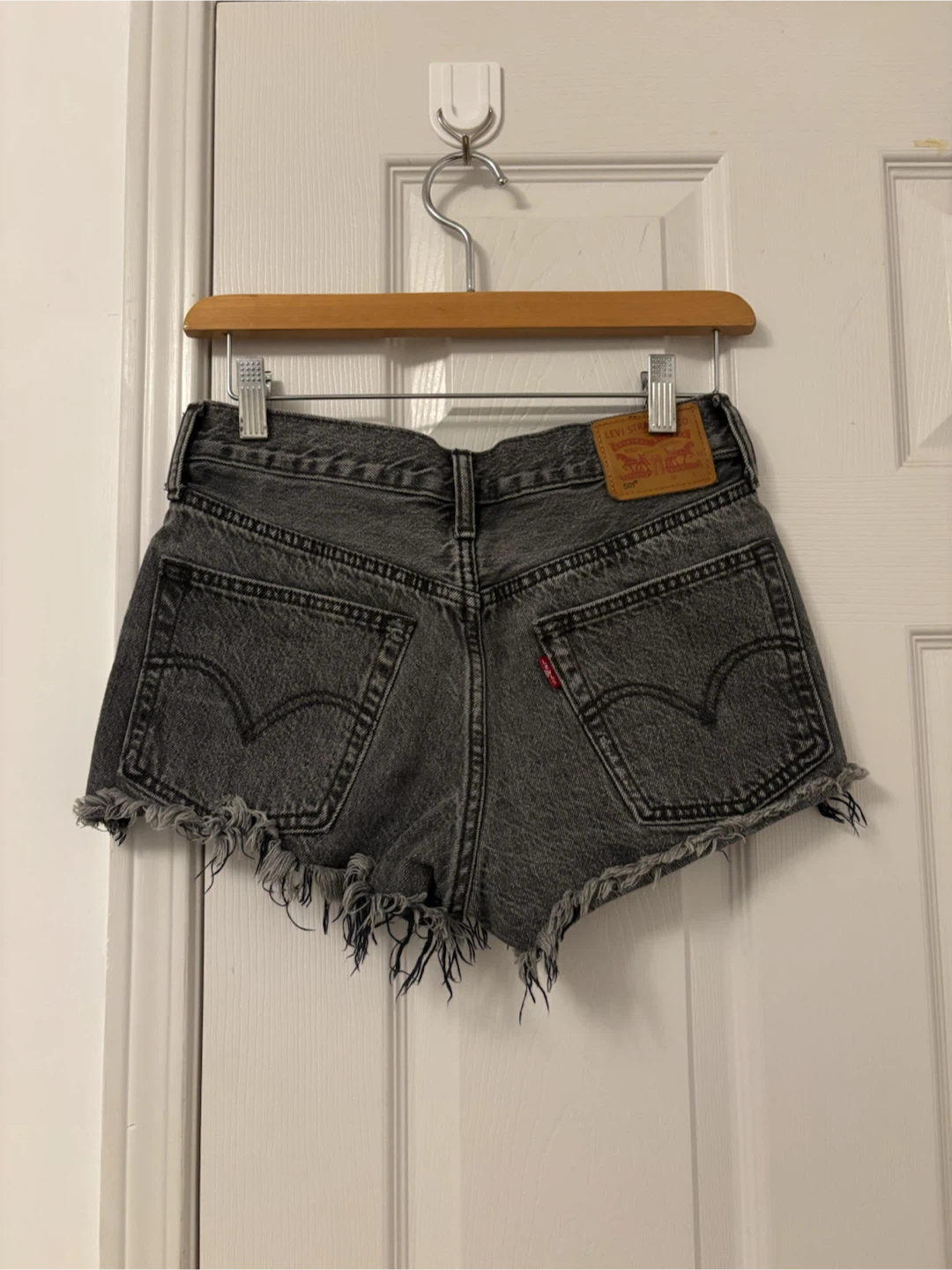 Levi's 501 Grey Distressed Denim Shorts - photo 3