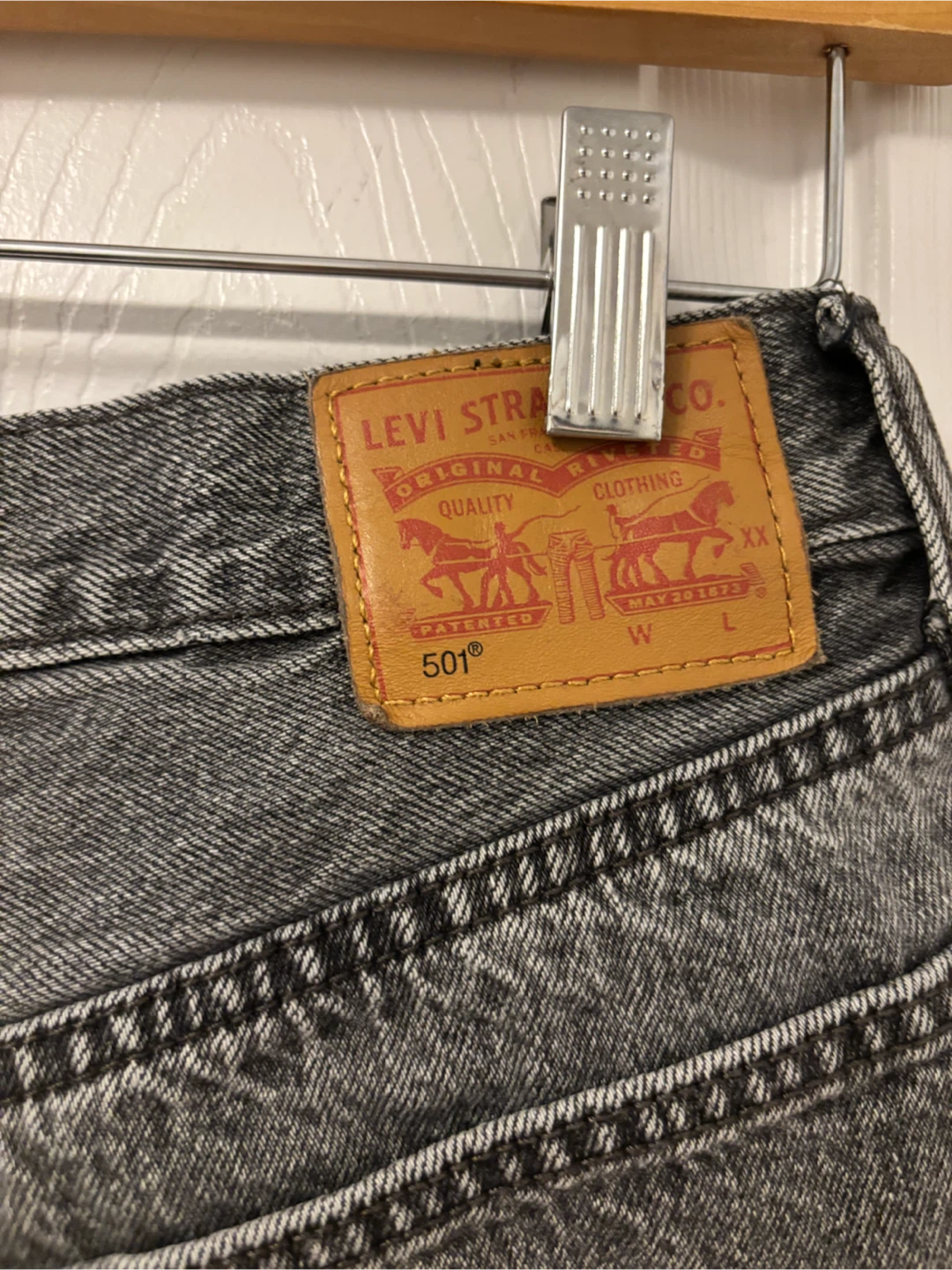 Levi's 501 Grey Distressed Denim Shorts - photo 4