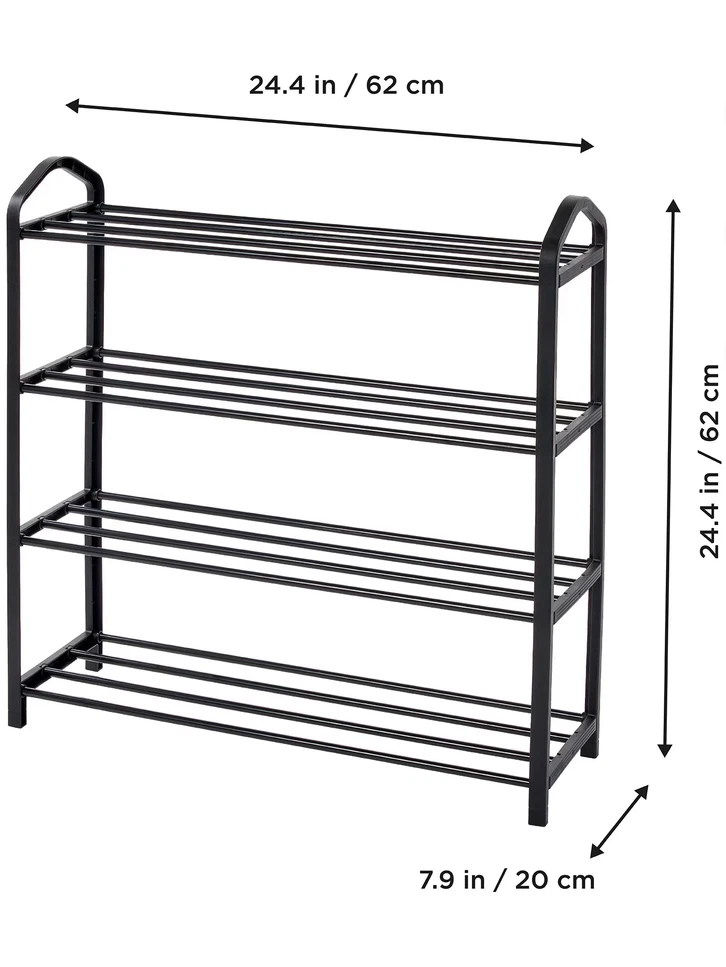 4-Tier Shoe Rack - Black