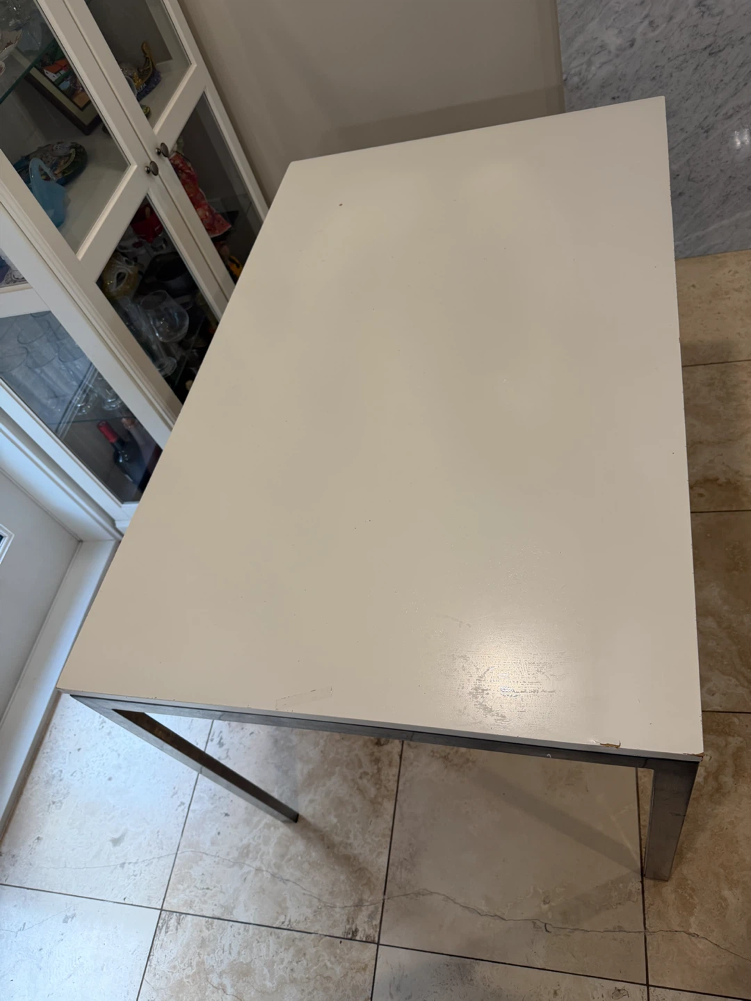 White rectangular table with metal frame - photo 2