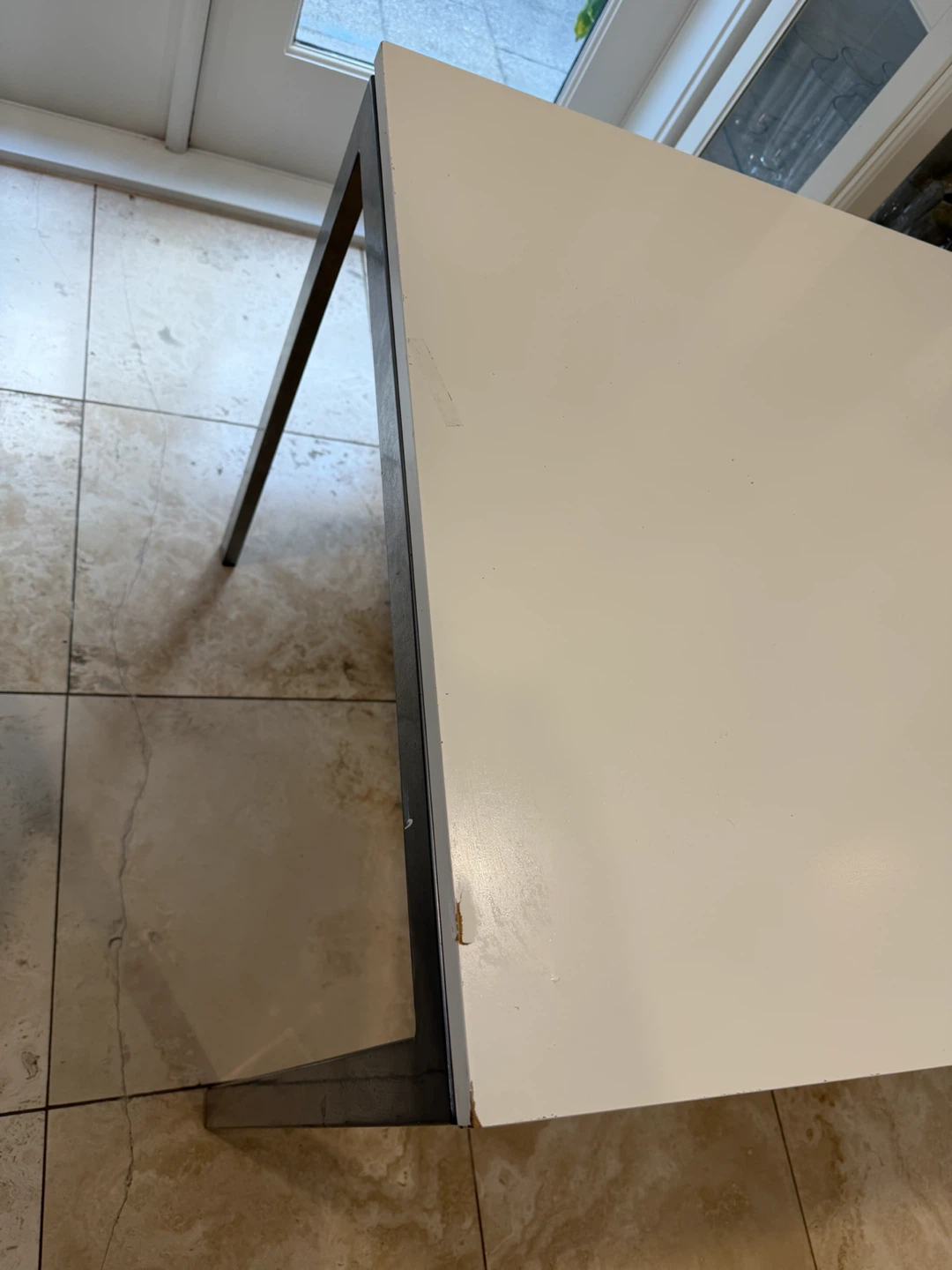 White rectangular table with metal frame - photo 3