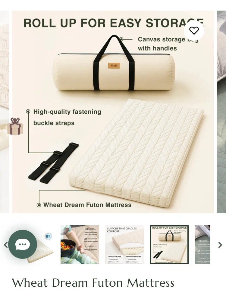 ZONLI Wheat Dream Futon Mattress + 2 covers