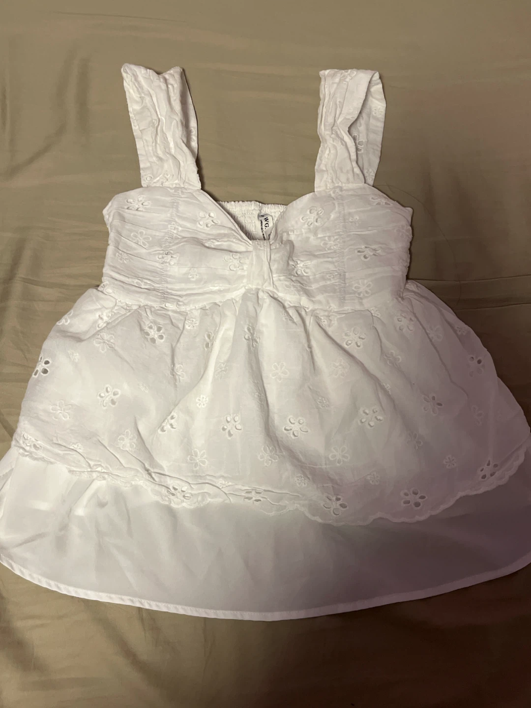White Eyelet Babydoll Top