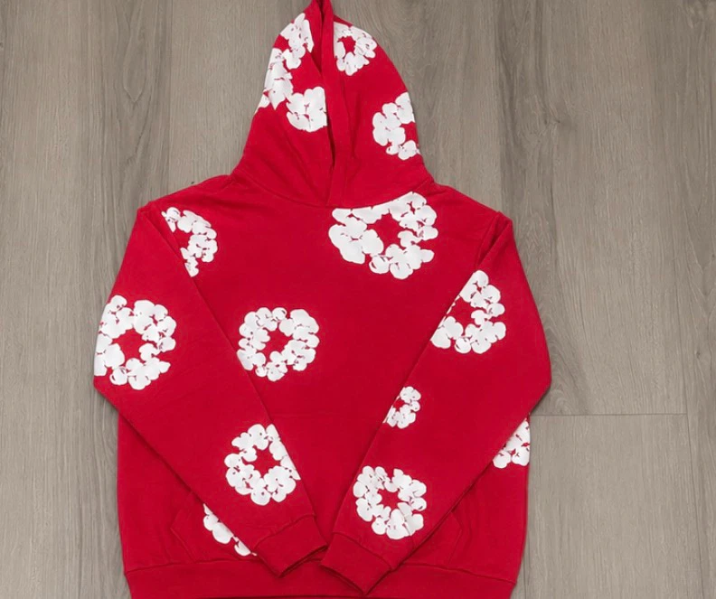 Red denim tear hoodie