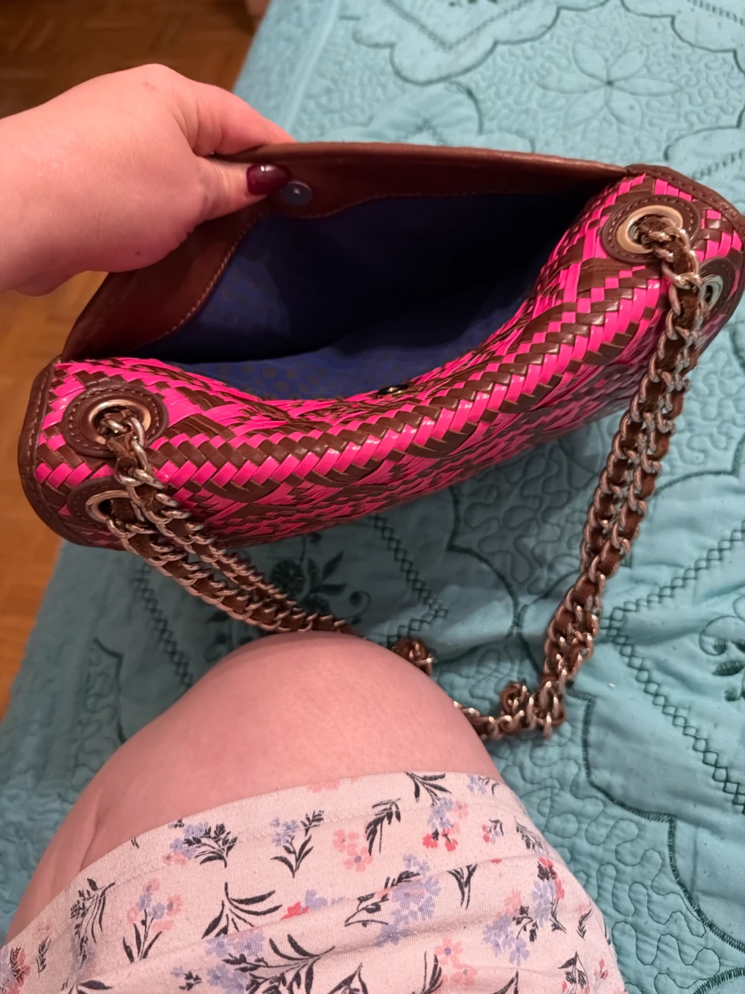 Rebecca Minkoff Pink & Brown Woven Shoulder Bag - photo 4