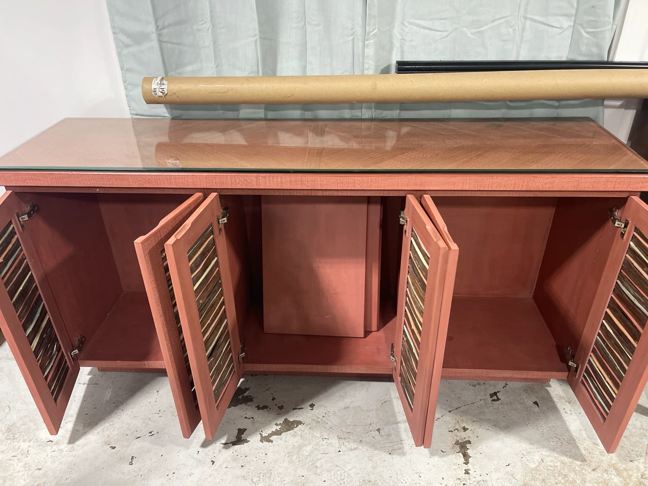 Pink Wood Cabinet with Glass Top - photo 2